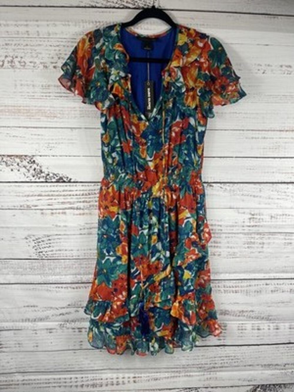 Duro Olowu For JCP Dress Womens Small Multicolor Floral Ruffle Smocked Sundress